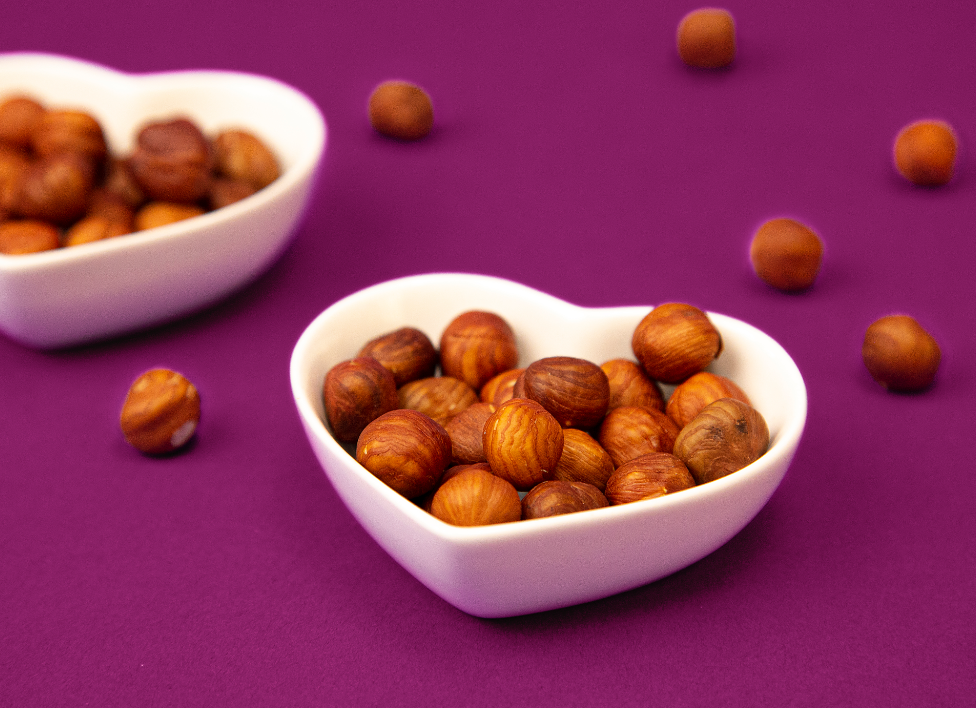 Nuts in heart bowl