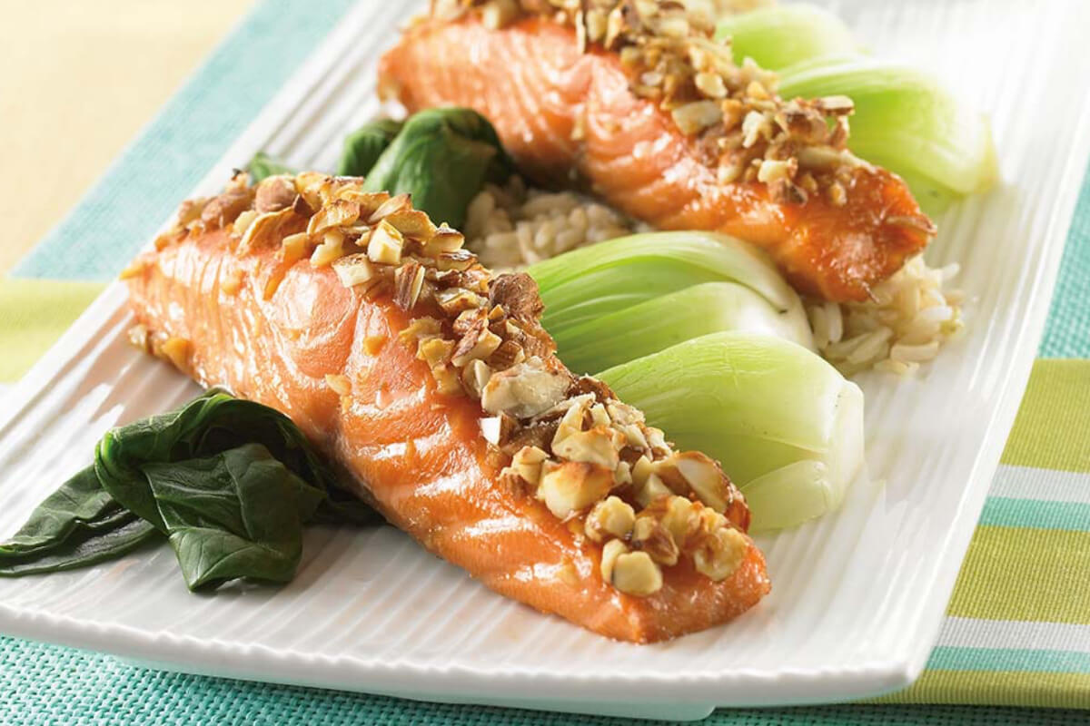 Maple Baked Salmon with Chopped Almonds