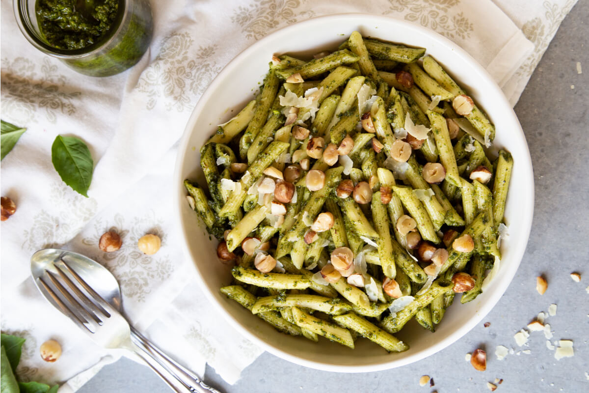 Hazelnut Pesto Penne - Nuthealth.org