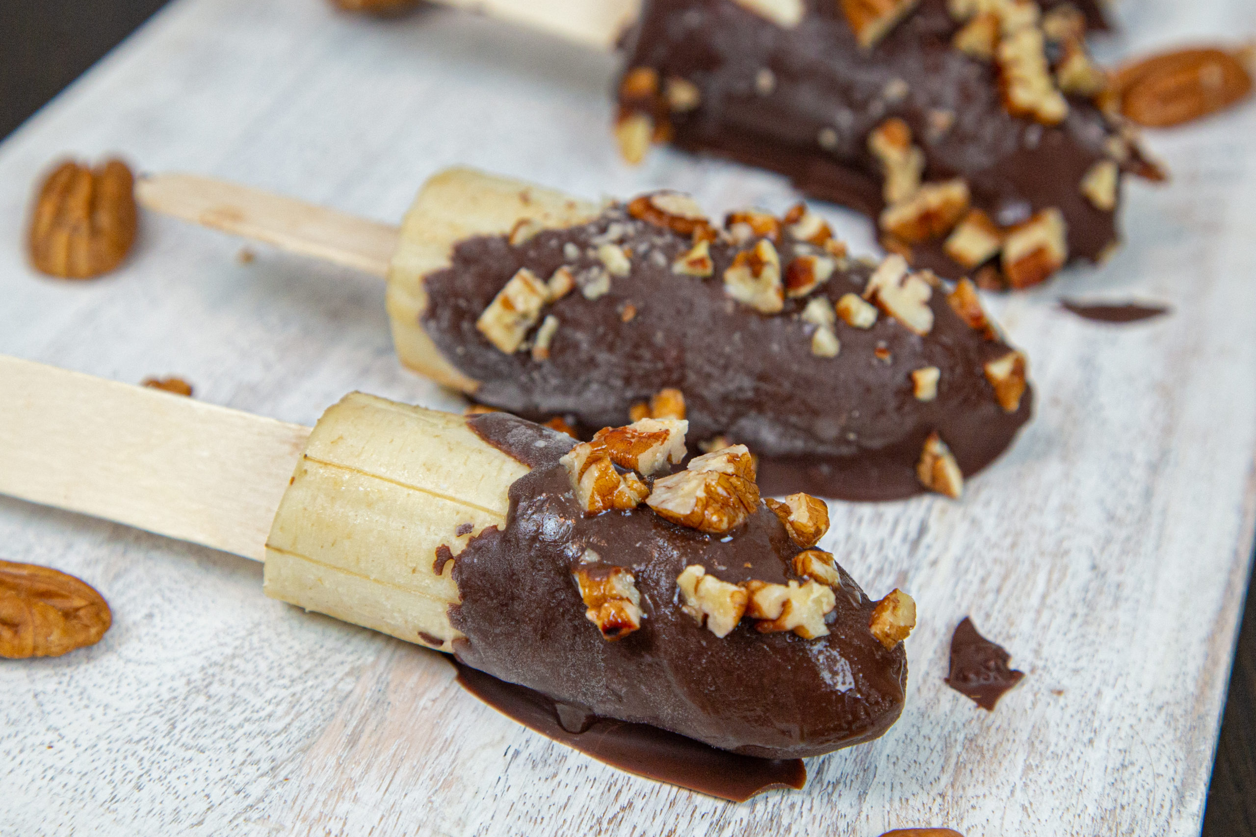 Chocolate and Pecan Dipped Frozen Banana Pops