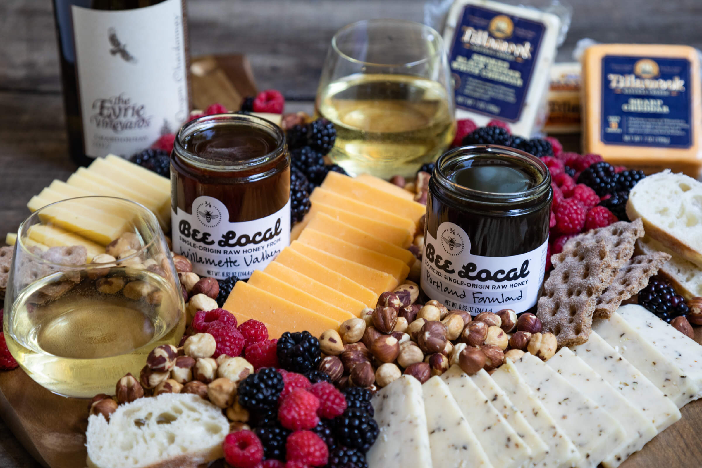 Oregon Cheese and Hazelnut Board with Honey