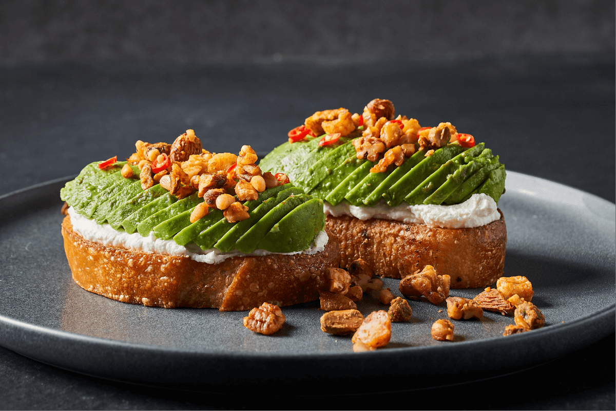 Avocado Toast with Spicy Nuts