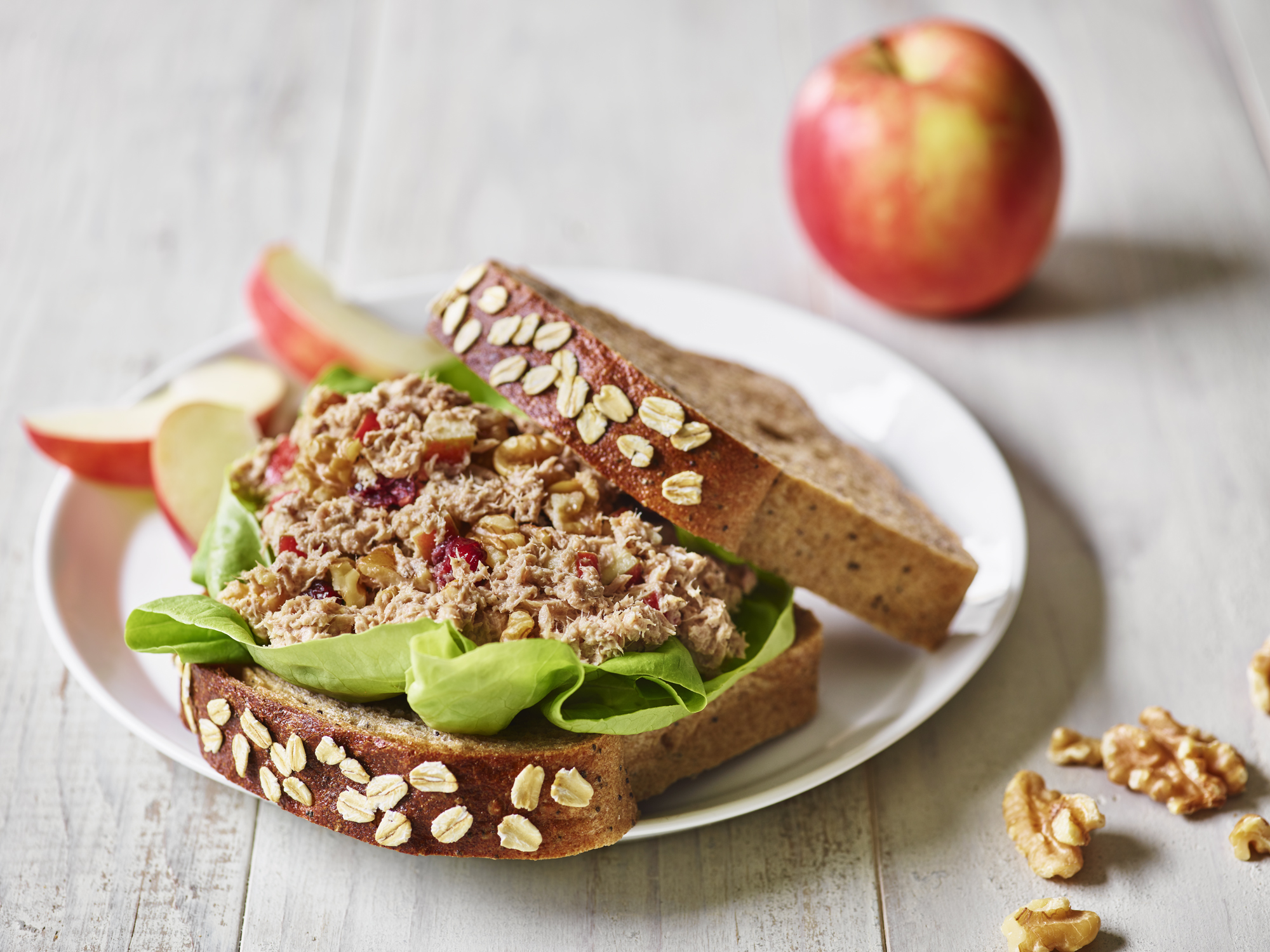 Tuna Salad Sandwich with Apples and Walnuts