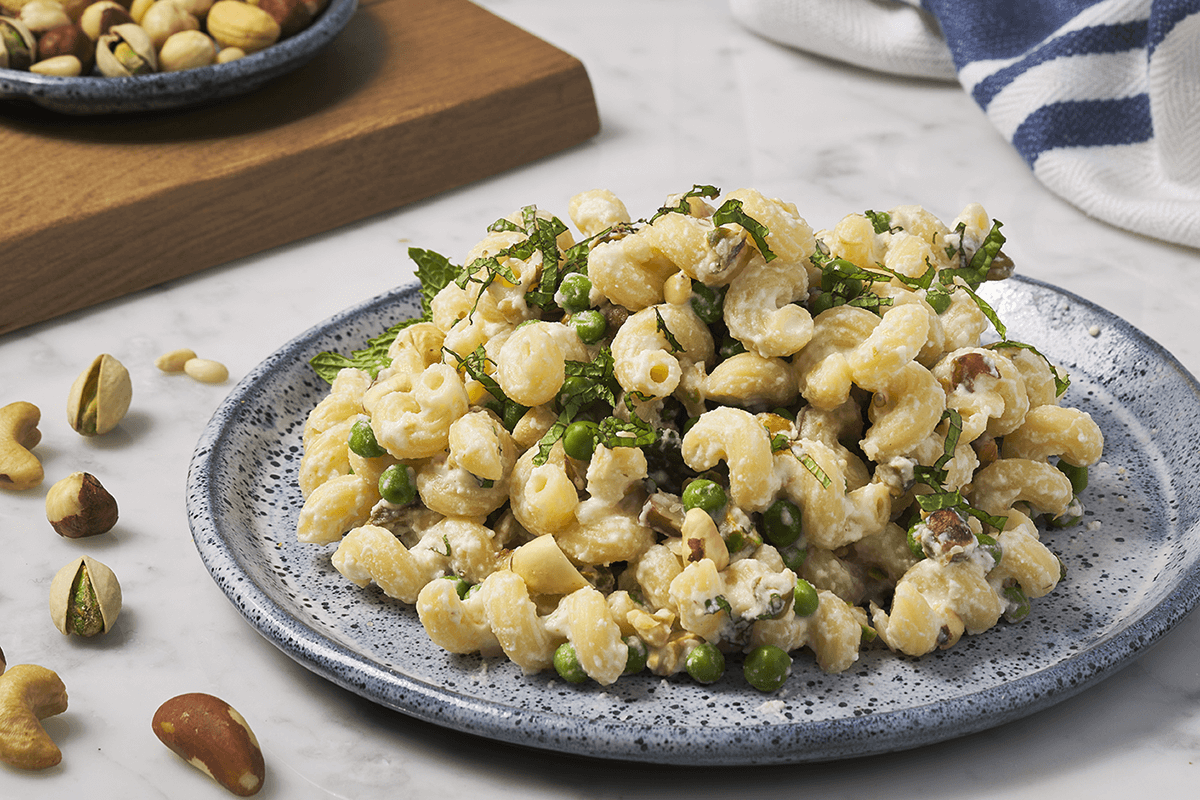 Pasta with Tree Nuts, Peas and Mint